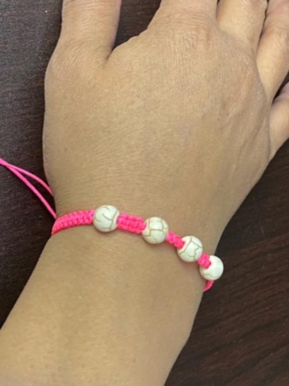 Adjustable Pink Beaded Macramé Bracelet